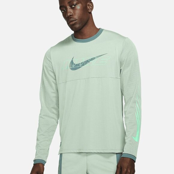 Nike Dri-FIT Sport Clash Mesh Tee – Mint Green – Long Sleeve – Men's Medium - Picture 1 of 13